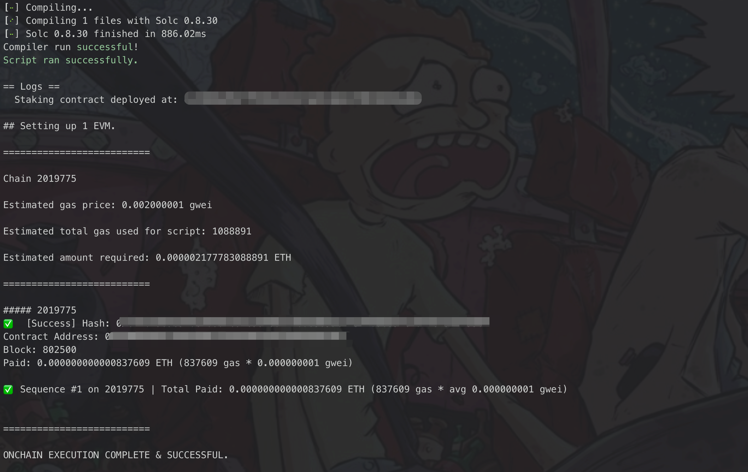Deploy Staking Contract Success