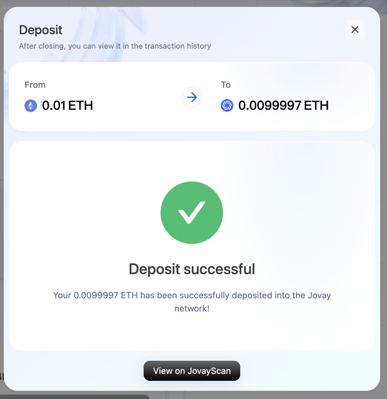Deposit Completed Status