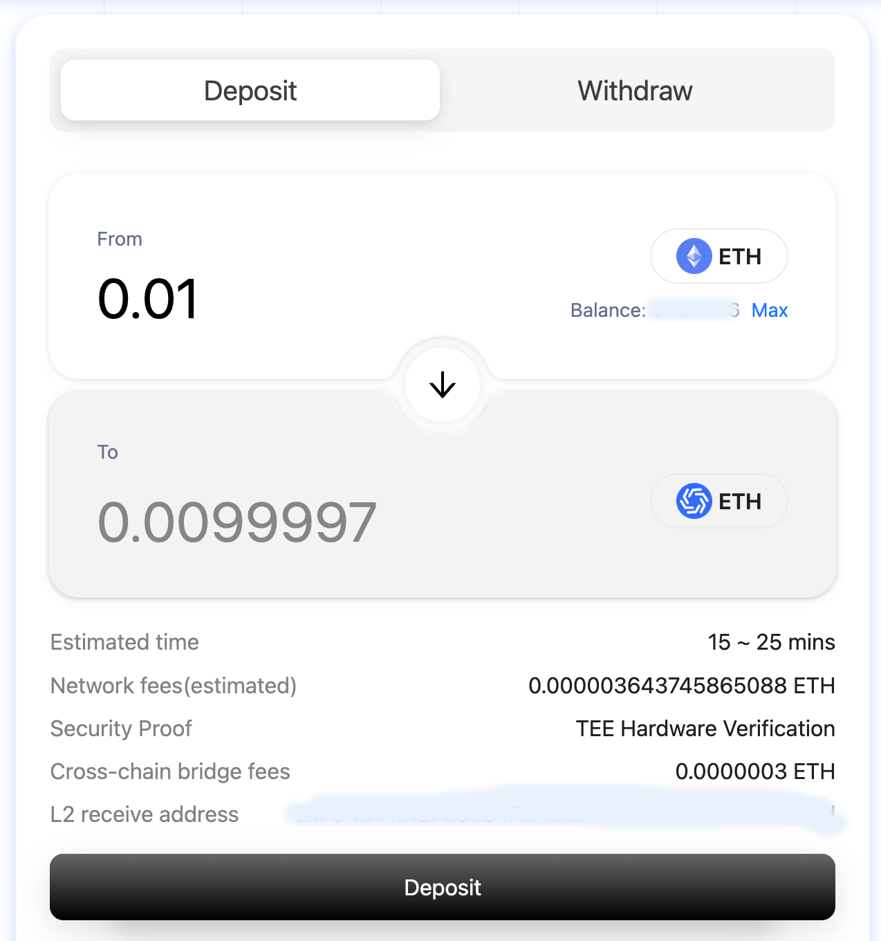 Deposit Tab